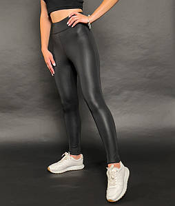 Лосини жіночі з екошкіри на флісі