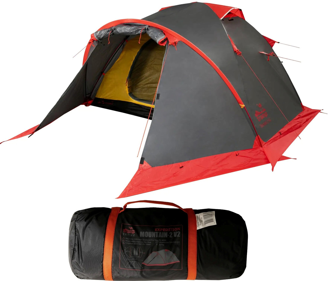 Намет двомісний Tramp Mountain 2 (v2) Grey/Red
