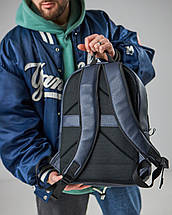 Місткий рюкзак з екошкіри синього кольору з відділенням під ноутбук 15,6", фото 3