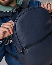 Місткий рюкзак з екошкіри синього кольору з відділенням під ноутбук 15,6", фото 2