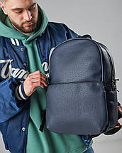 Місткий рюкзак з екошкіри синього кольору з відділенням під ноутбук 15,6", фото 3