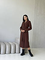 Женское классическое длинное силуэтное пальто из итальянского кашемира