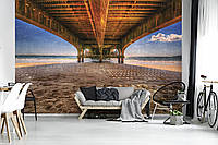 Флизелиновые фотообои морская тематика мост 460x300 см 3Д Пейзаж пляж под пирсом (12560V12) +клей