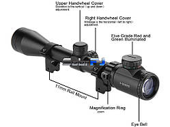 Оптичний приціл з підсвічуванням шкали 3-9x40E + кільця 11мм.
