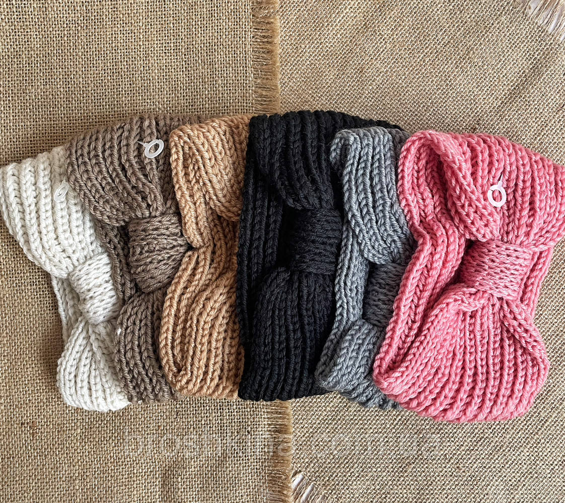 Пов'язки чалма 11 см в'язані теплі 6 шт./пач., фото 1