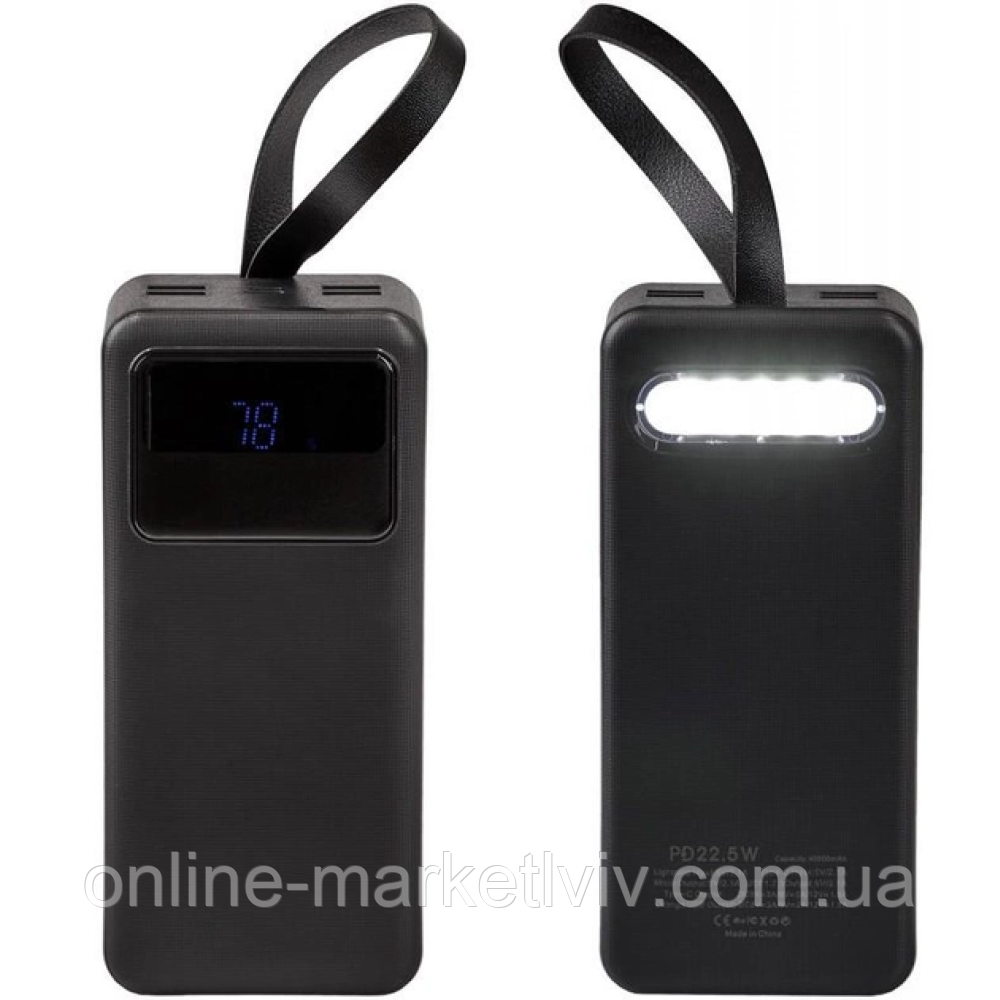 Повербанк 40000 mAh, LENYES PX421D, Чорний / Портативний зовнішній акумулятор / Powerbank