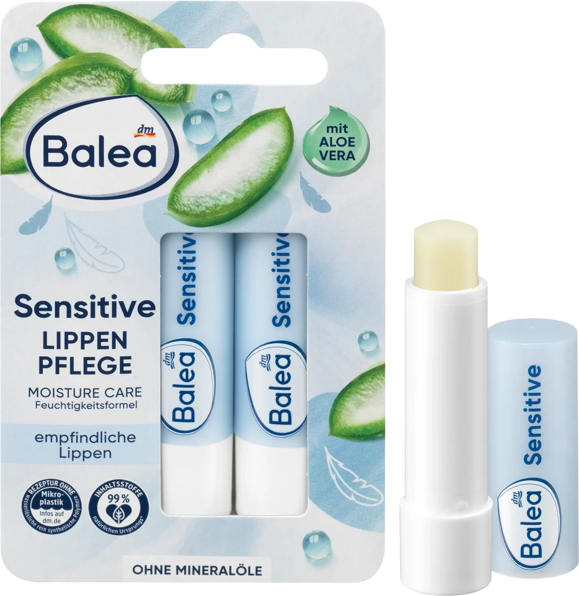 Бальзам для губ Balea Sensitive, 2 шт x 9.6 гр