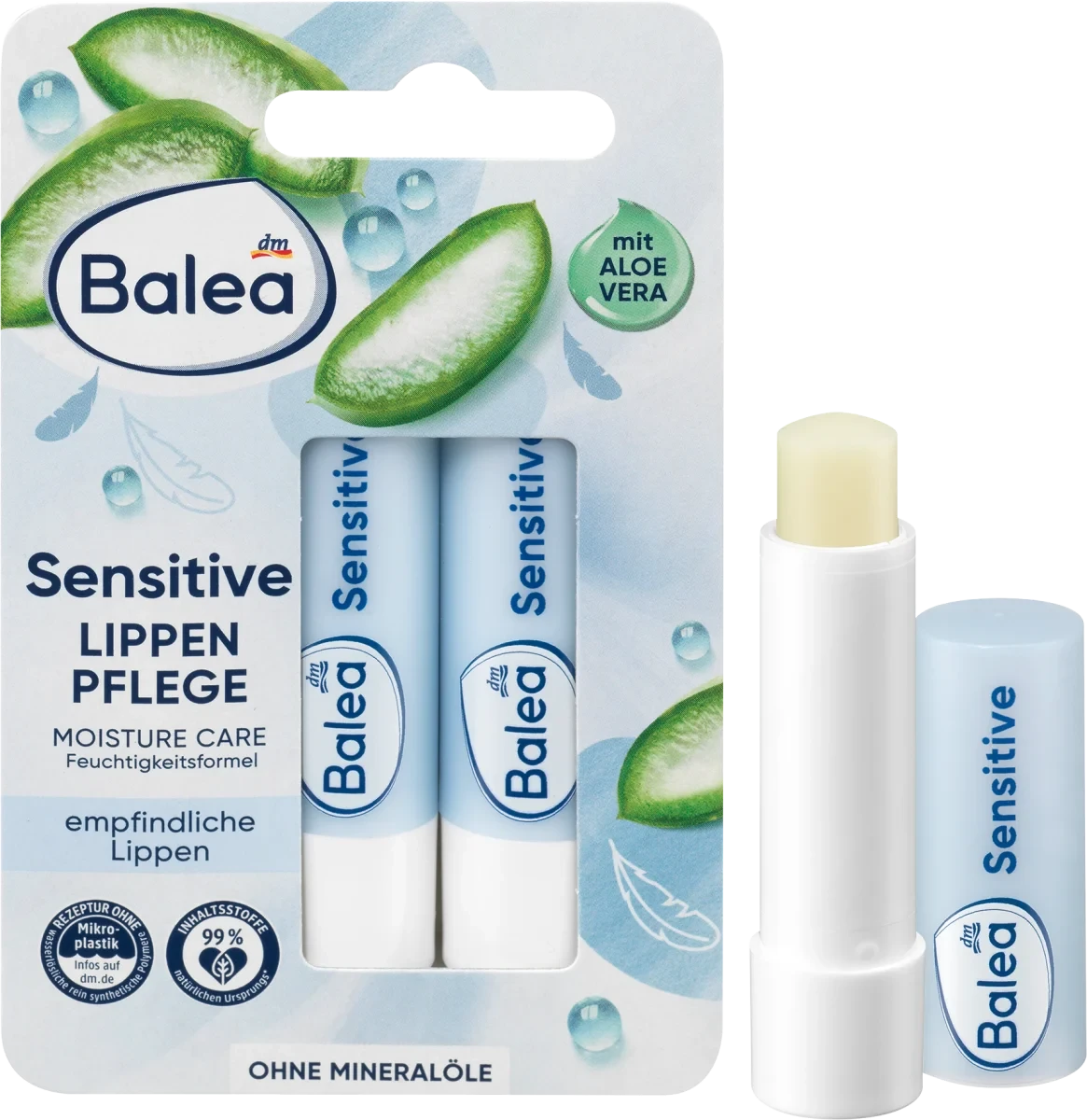 Бальзам для губ Balea Sensitive, 2 шт x 9.6 гр, фото 1
