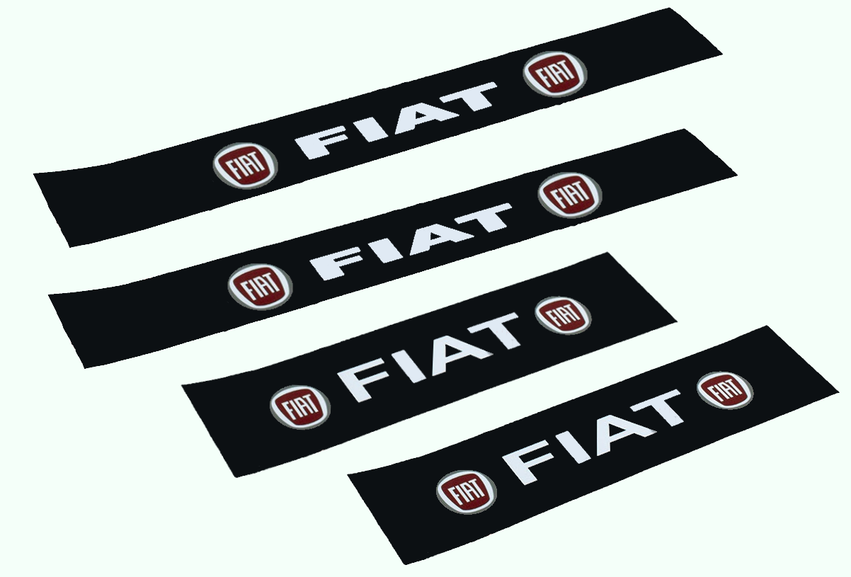 Наклейки на пороги чорні для авто "FIAT" комплект 4 штуки