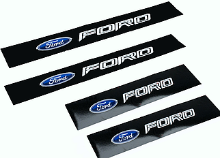 Наклейки на пороги чорні для авто "FORD" комплект 4 штуки