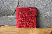 Шкіряний гаманець ручної роботи з орнаментом "Сова"