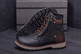 Чоловічі зимові шкіряні чоботи ZG Black Military Style, зимові чоботи і черевики, чоловічий чоботи на хутро, фото 7