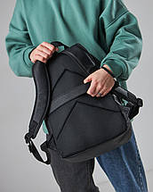 Повсякденний рюкзак з екошкіри чорного кольору із відділенням під ноутбук, фото 2