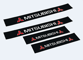 Наклейки на пороги чорні для авто "MITSUBISHI" комплект 4 штуки