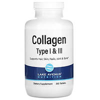 Коллаген Lake Avenue Nutrition Collagen Type 1 & 3 (365 таблеток.)