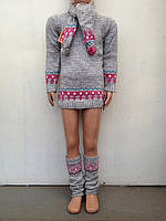 Комплект трійка для дівчаток Туніка + шарф + гетри 86,92,98,104 зросту