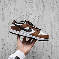Мужские кроссовки Nike SB (коричневые с белым) демисезонные повседневные стильные кроссы 2415