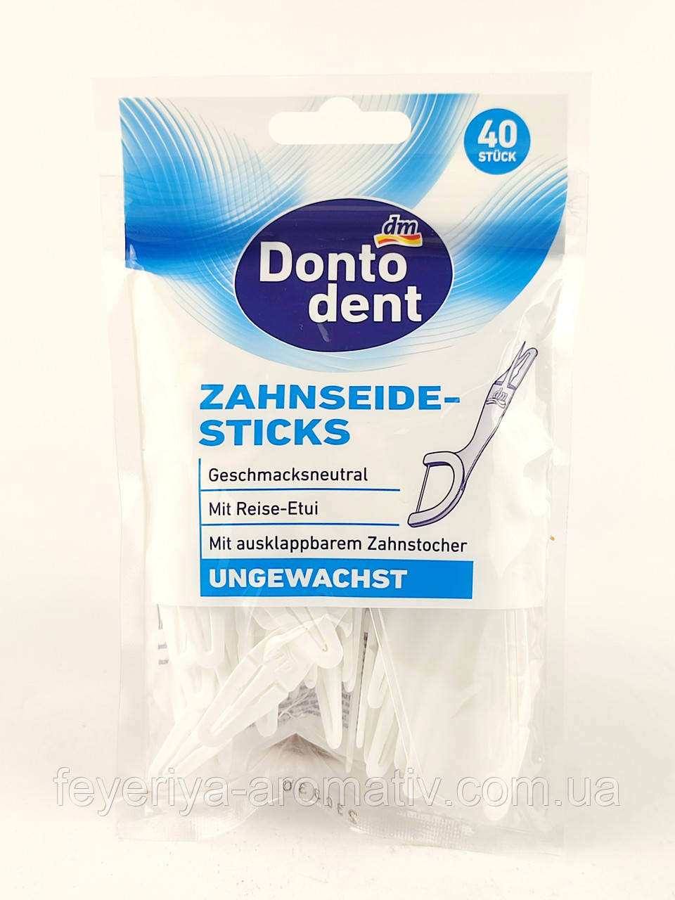 Зубні нитки Dontodent невощені з футляром 40 шт Німеччина, фото 1