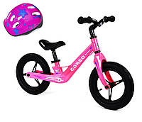 + Шлем + Велобег Беговел Corso 12 магниевая рама магниевый руль Розовый цвет