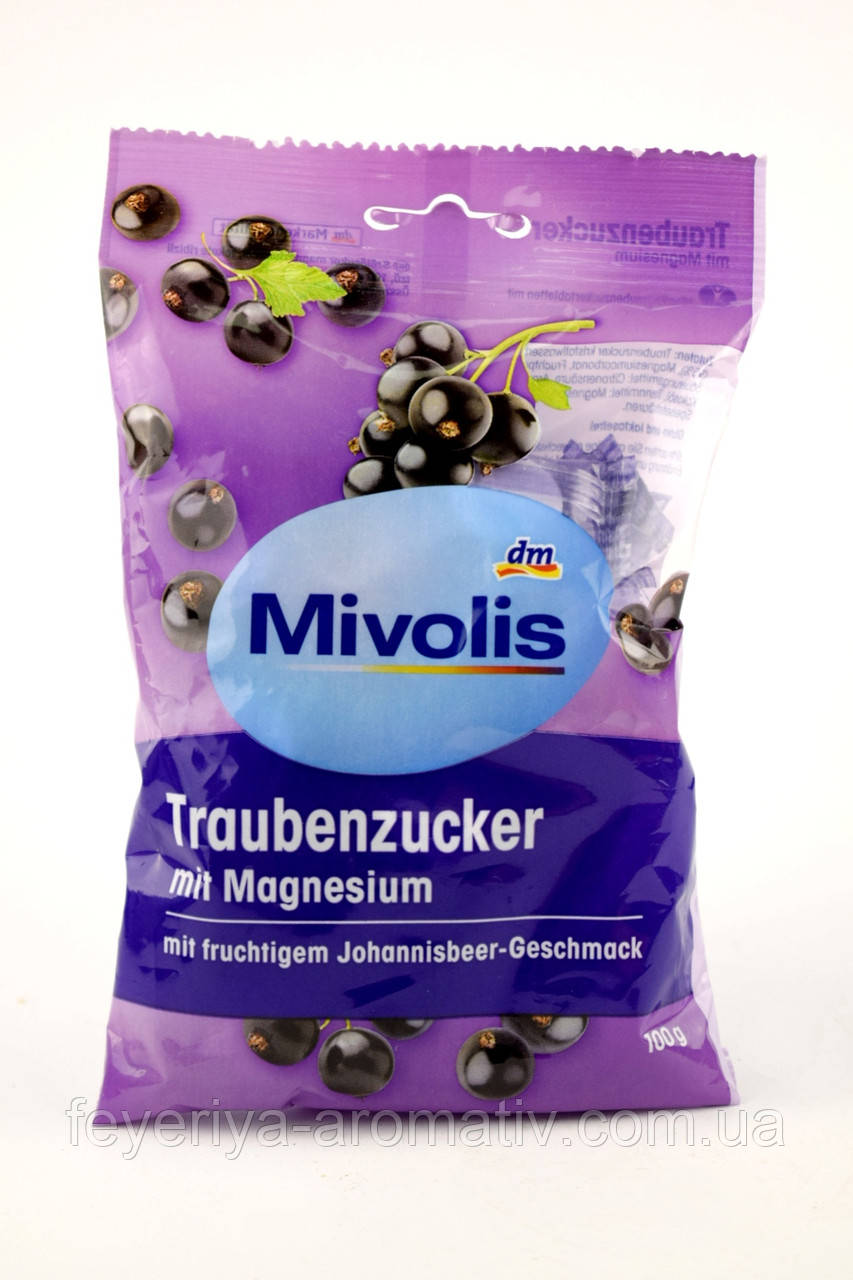 Декстрозні цукерки з магнієм без цукру зі смаком смородини Mivolis 100 г Німеччина