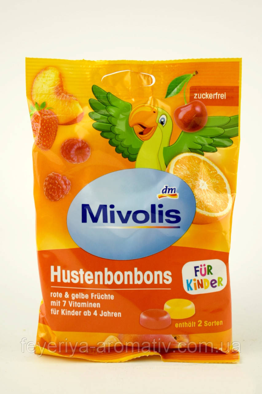 Льодяники від кашлю для дітей без цукру 7 вітамінів Mivolis 75 г Німеччина