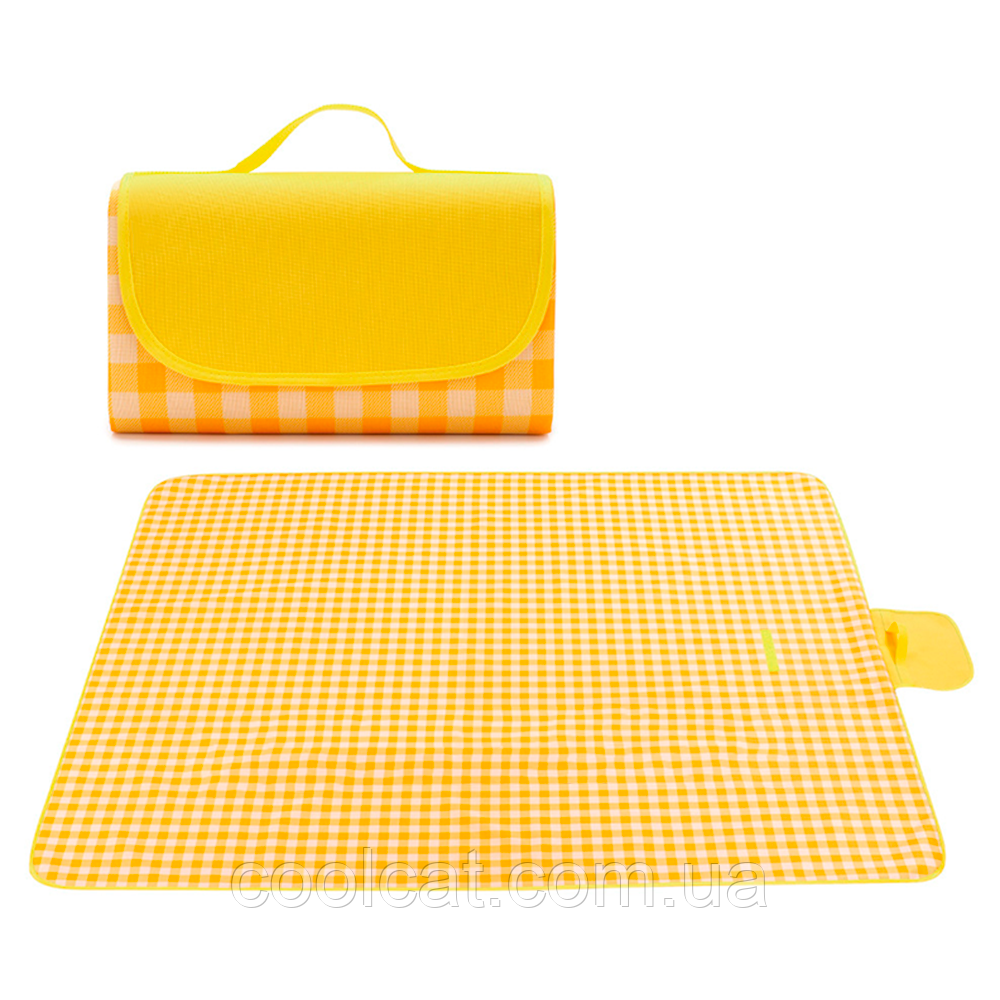 Килимок сумка для пікніка та пляжу 195х145 см, Slide B, Жовтий /Складана водонепроникна підстилка для туризму