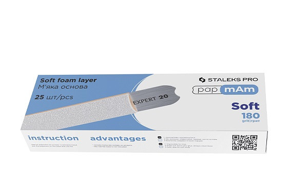 Змінні файли білі м'які pApMAM 180 ГРИТ STALEKS PRO EXPERT 20 25 ШТ DFCE-20-180/25W для манікюрної пилочки
