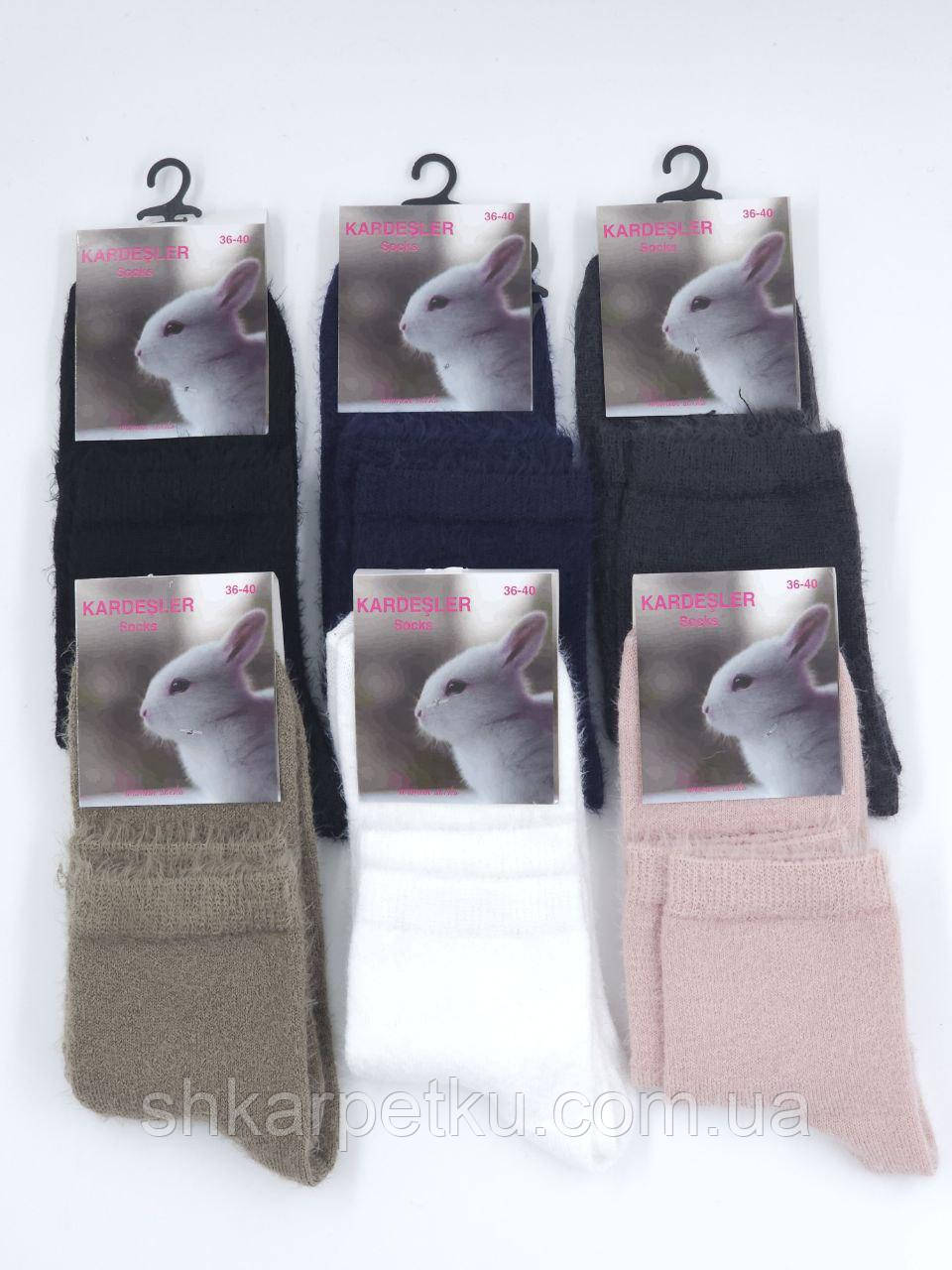 Жіночі вовняні шкарпетки Kardesler з кролика середньої висоти,розмір 36-40, мікс кольорів, 6 пар/уп