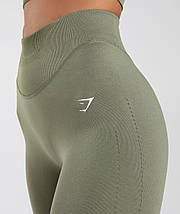 Жіночі спортивні легінси Gymshark Sweat Seamless Leggings - Dusty Olive - L, XL, фото 3