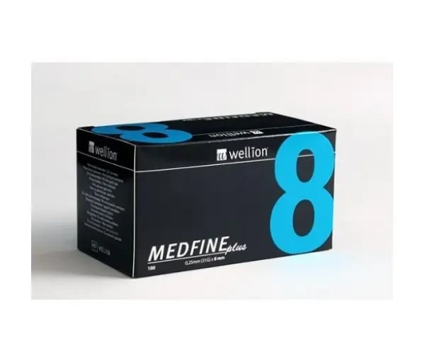 Універсальні голки Wellion MEDFINE plus для інсулінових шприц-ручок 8мм (31G x 0,25 мм) 100 шт, фото 1