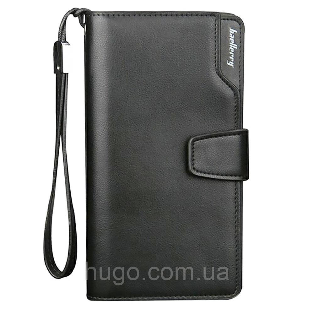 Чоловічий шкіряний гаманець Baellerry Business (19,5х10х3см), Чорний / Чоловічий портмоне клатч з ремінцем, фото 1