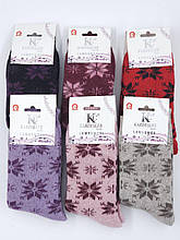 Жіночі шкарпетки шкарпетки теплі Kardesler з вовни ламі всередині з махрою з квітками 36-40 мікс кольорів 6 пар/уп