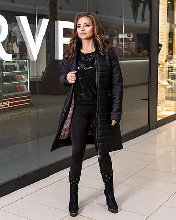 Стильна куртка-пальто, наповнювач Синтепон 100, тканина "Плащівка"48, 50, 52, 54, 56, 58, 60, 62, 64 розмір 48, фото 3