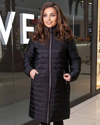 Стильна куртка-пальто, наповнювач Синтепон 100, тканина "Плащівка"48, 50, 52, 54, 56, 58, 60, 62, 64 розмір 48, фото 2