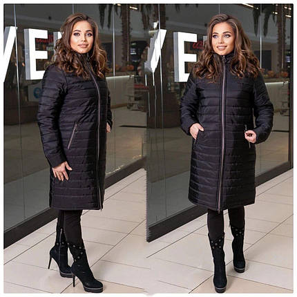 Стильна куртка-пальто, наповнювач Синтепон 100, тканина "Плащівка"48, 50, 52, 54, 56, 58, 60, 62, 64 розмір 48, фото 1