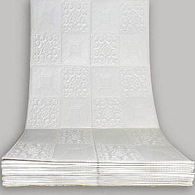 3Д шпалери самоклеючі миючі 2,8м x70см x 3мм на клейовій основі в рулоні білий орнамент