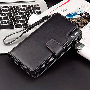 Шкіряний чоловічий гаманець Baellerry Business (19,5х10х3 см) / Портмоне з ремінцем / Гаманець - клатч