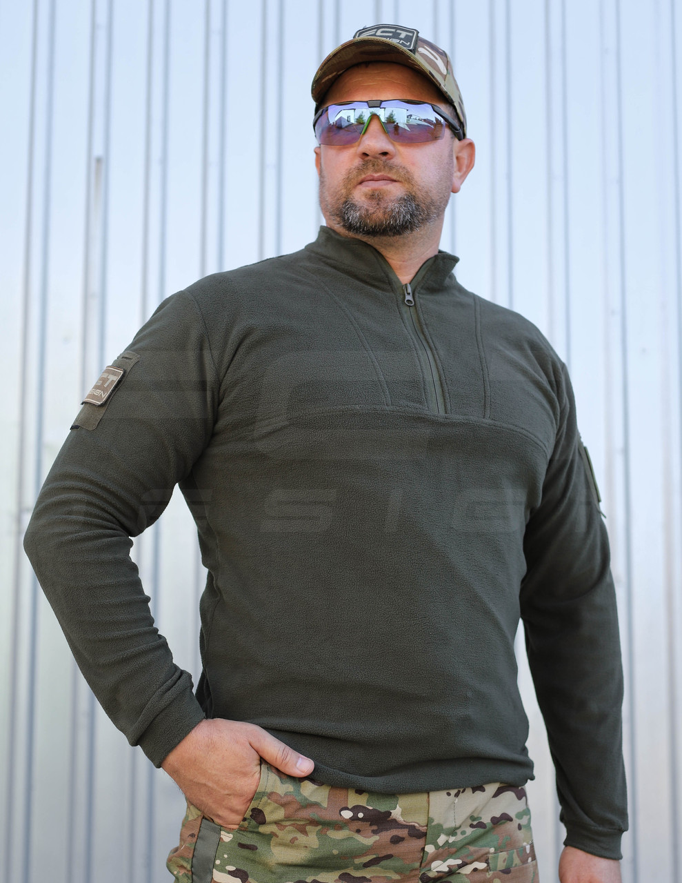 Кофта фліс Урбан з блискавкою під горло Хакі, фото 1