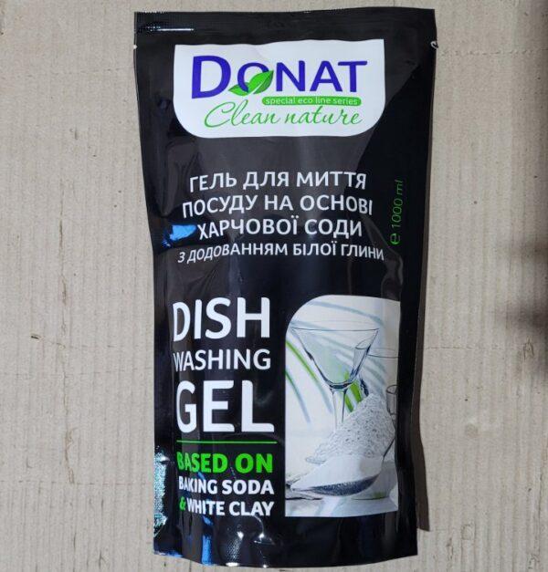 Гель для миття посуду «Donat» на основі харчової соди,з додаванням білої глини 1л. дойпак, фото 1