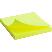 Блок бумаги с клейким слоем 75x75мм, 80л, ярко-желт.