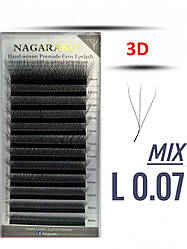 Пучкові вії Nagaraku 3Д, L 0,07, довжина 8-12 мм