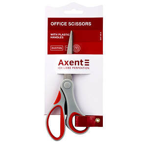 Ножиці Axent Duoton 6301-06-A, 18 см, з прогумованими ручками, сіро-червоні, фото 4
