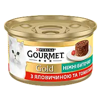 Purina Gourmet Gold Ніжні биточки З яловичиною та томатами 85 г консерва для котів / вологий корм