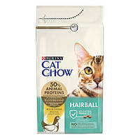 Purina Cat Chow Hairball Сухой корм для кошек против образования волосяных шариков с курицей 1,5 кг пурина