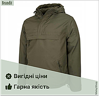 Куртка Brandit. Windbreaker. Анорак на флисе. Водонепроницаемая куртка. Военная куртка. Олива.