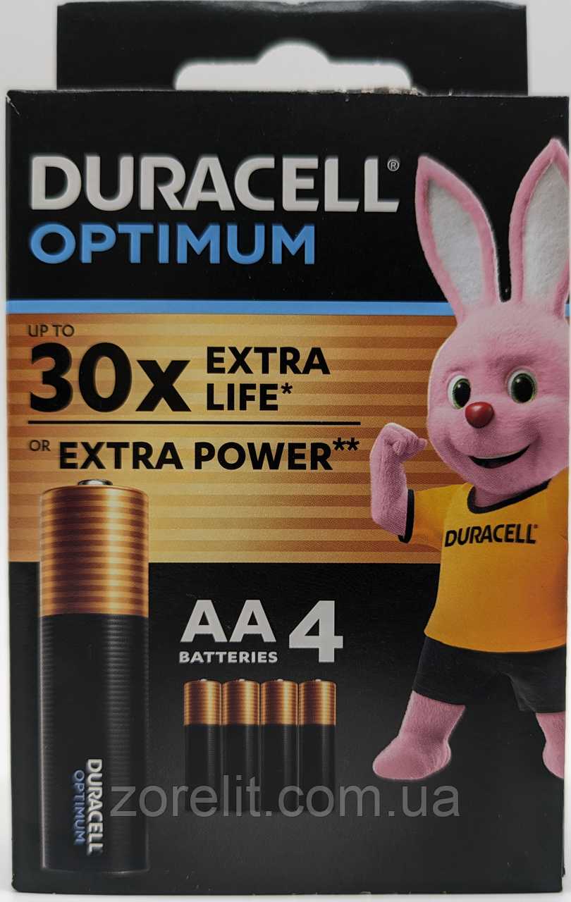 Батарейка Duracell LR06 AA Optimum лужна, блістер 4 шт, фото 1