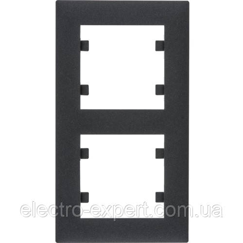 Рамка 2 пост. вертикальна Hager Lumina Intense Чорний, фото 1