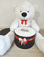 101 троянда + М'яка іграшка плюшевий ведмедик 200 см, Подарунок для коханої дівчини, дитини на День Народження Мильні троянди Бокс