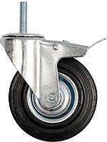 Колесо к коляске со штифтом Ø = 160мм, b = 39мм с оборот. опорой и тормозом h = 190мм, навант.- 130 кг, 87335