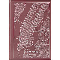 Книга записная А4 Maps New York, 96л., клет., розово-корич.